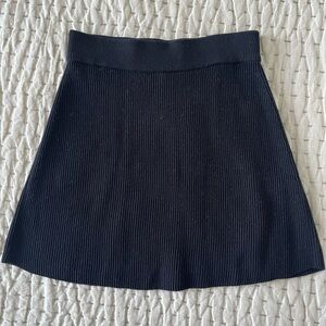 Sezane Black Ribbed Mini Skirt